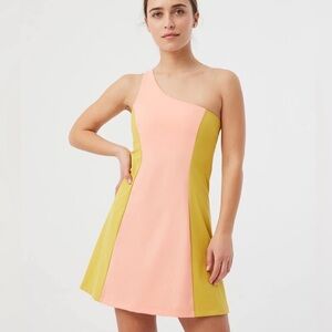 NWT Outdoor Voices One Shoulder Dress in‎ Tangerine/Dijon Mustard
